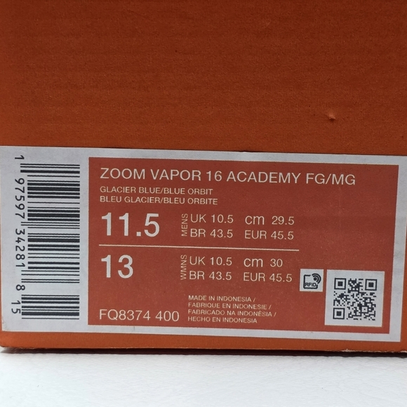 Nike Zoom Mercurial Vapor 16 Soccer Men's Size 11.5 Academy FG/MG FQ8374-400 New - Picture 4 of 11